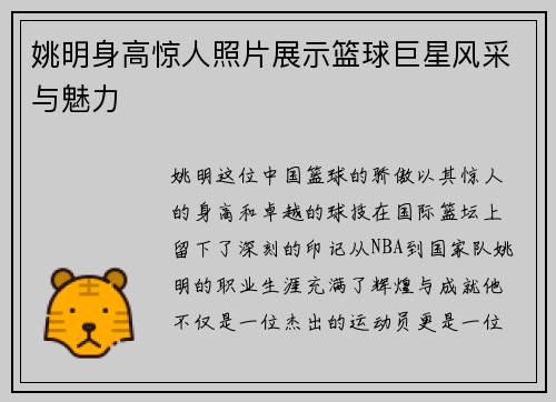 姚明身高惊人照片展示篮球巨星风采与魅力